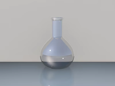 Decorative Ornament Set With Transparent Glass Bottle Blue Gradient Simple Design On Gray Surface 3d model