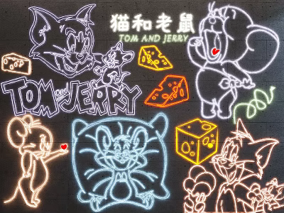 Modern decorative lights neon 3d model