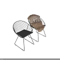Modern Leisure Chairs With Metal Frame Black Leather Seat And Plush Cushion