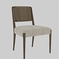 Modern Minimalist Dining Chair With Woven Backrest Cream Upholstered Seat And Wooden Legs
