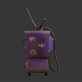 Retro Vintage Purple TV With Green Screen Dual Antennas And Decorative Front Knobs
