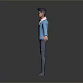 Man in Blue Jacket White Shirt With Ripped Jeans Blue Shoes Dark Hair Arms Outstretched