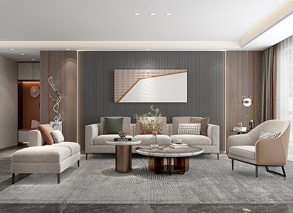 Modern living room sofa coffee table sofa background wall 3d model