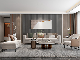 Modern living room sofa coffee table sofa background wall 3d model