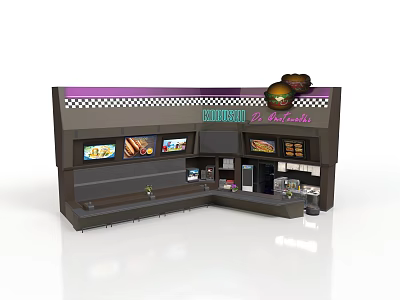 Modern Ice Cream Shop Interior With Display Screens Counter And Ice Cream Decorations 3d model