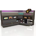 Modern Ice Cream Shop Interior With Display Screens Counter And Ice Cream Decorations