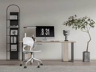 Modern desk chair desk chair combination 3d model