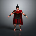 3D Render Of Roman Legionary In Traditional Armor With Red Cape And Plumed Helmet
