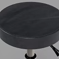 Black Adjustable Round Seat Stool With Metal Base And Rolling Wheels 3d model