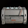 Industrial Equipment Metal Container With Orange Piping White Strips And Metal Latches