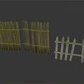 Wooden Fence Structures With Vertical Slats And Pointed Top Design