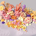 Vibrant Aquatic Plants With Diverse Shapes Colorful Shells And Marine Elements
