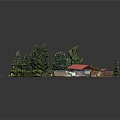 Detailed 3D Garden Model Featuring Red Roof House Car Trees Lawn And Fence