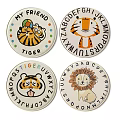 Round Carpets with Tiger Lion Animal Prints and Alphabet Designs for Kids Room