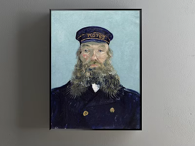 Oil Painting Of Man With POSTES Hat Dark Uniform And Beard For Interior Decor 3d model