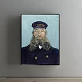 Oil Painting Of Man With POSTES Hat Dark Uniform And Beard For Interior Decor