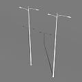 White Outdoor Street Lights With Tall Poles And Double Lamp Heads Casting Shadows