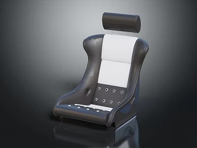 Modern Gray And White Chair With Backrest Headrest And Reflective Base 3d model