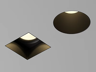 Black Square and Round Downlights Spotlights for Modern Interior Lighting 3d model