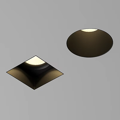 Black Square and Round Downlights Spotlights for Modern Interior Lighting 3d model