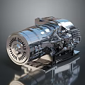 Industrial Mechanical Equipment With Silver Metallic Precision Components Rotary Part And Reflective Base
