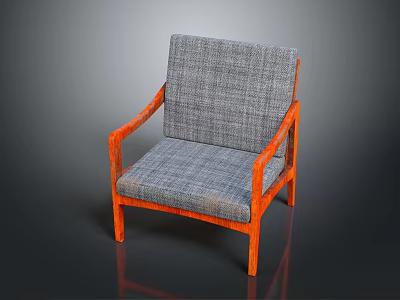 Modern Accent Chair With Gray Fabric Seat Back And Orange Wooden Frame 3d model
