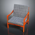 Modern Accent Chair With Gray Fabric Seat Back And Orange Wooden Frame