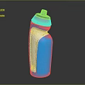 Blue Electronic Water Bottle With Silver Cap And Mesh Grip Design