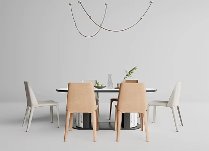 Modern Dining Table and Chair Combination 3d model