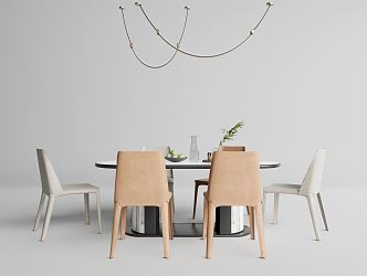 Modern Dining Table and Chair Combination 3d model