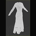 Elegant Silver Sequin Long Dress with Long Sleeves and Mermaid Hem Design