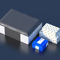 Rectangular Household Storage Boxes In Gray White Blue With Gold Patterned Designs 3d model