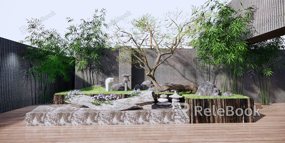 New Chinese style landscape sketch courtyard landscape model