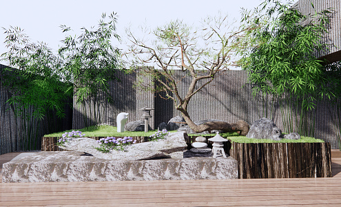 New Chinese style landscape sketch courtyard landscape 3d model