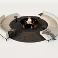 Modern Circular Sofa And Coffee Table Set With Fire Pit And Side Tables On Rug 3d model