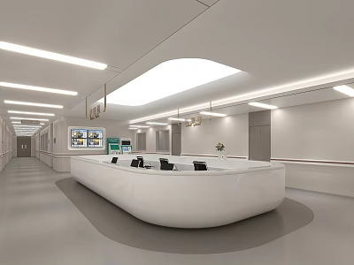 Modern Hospital Outpatient Clinic Reception With Curved Desk 3d model