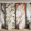 Exquisite Marble Sculpture Carving Showcase With Various Textured Background Panels And Pedestals