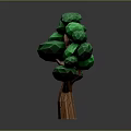 Geometric Tree with Green Polygonal Leaves and Brown Trunk in Low Poly Design