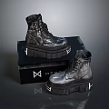 Black Platform Boots With Thick Soles On MEN Brand Box For Daily Use
