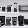Essential Modern Kitchen Appliances Including Coffee Maker Blender Microwave And Toaster 3d model