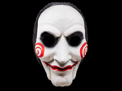 Unique White Mask With Red Spiral Patterns Horror Decorative Ornament Set 3d model