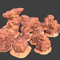 Geological Red Rock Structures Display With Miniature Figure For Scale Reference 3d model