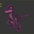 Teal Dinosaur 3D Model With Light Colored Belly Yellow Eyes Open Mouth And Sharp Teeth