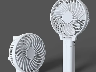 Two White Portable And Desktop Cooling Fans With Sleek Design For Home Use 3d model