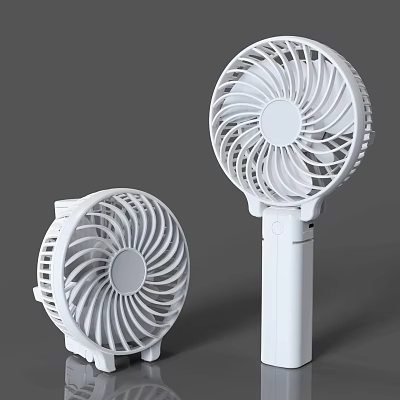 Two White Portable And Desktop Cooling Fans With Sleek Design For Home Use 3d model