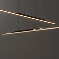 Modern Linear Pendant Light With Sleek Black Frame And Warm LED Lighting 3d model
