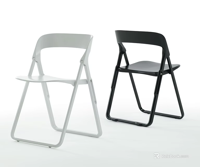 Modern Foldable Leisure Chairs In White And Black With Minimalist Design 3d model 