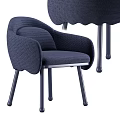 Modern Navy Blue Leisure Chair with Upholstered Fabric Armrests and Sturdy Metal Legs