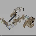 Wooden Outdoor Kids Play Equipment with Climbing Frame Slide and Swing Set Design