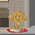Golden Tree Themed Photo Check-in Spot With White Base Red Carpet And Ornaments